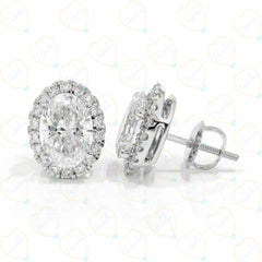 1.50 CTW Oval Cut Stud Lab Grown Diamond Earrings for Women