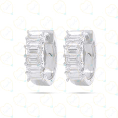 1.70 CTW Baguette Cut Huggie Hoop Lab Grown Diamond Earrings for Women