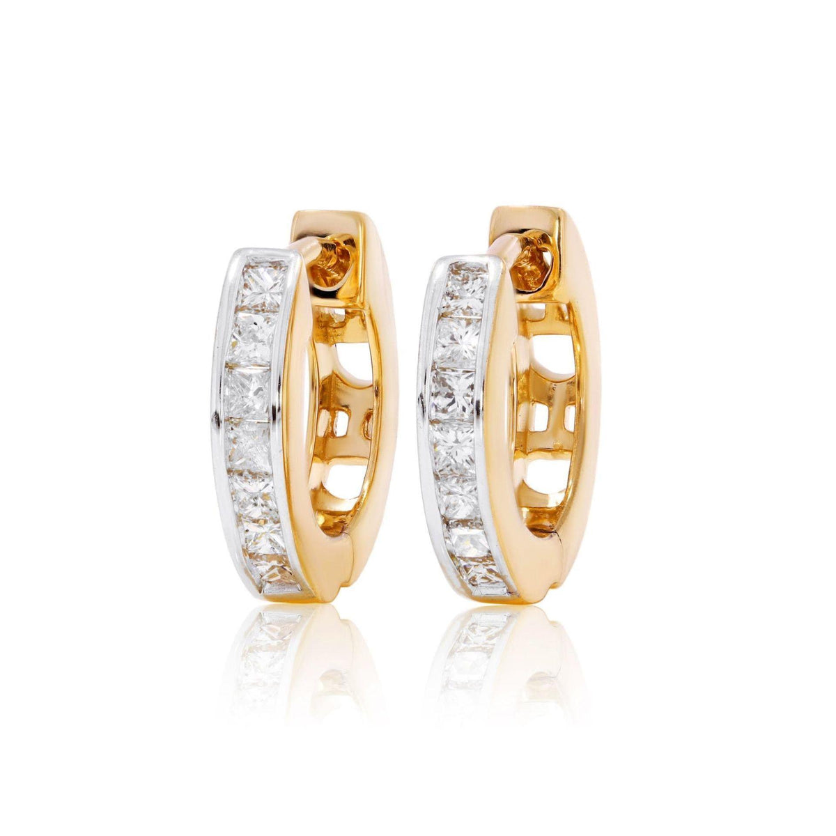 0.90 CTW Princess Cut Huggie Hoop Lab Grown Diamond Earrings for Women