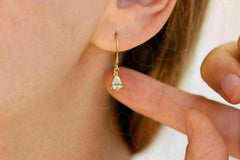 1.50 CTW Pear Cut Drop Dangle Lab Grown Diamond Earrings for Women