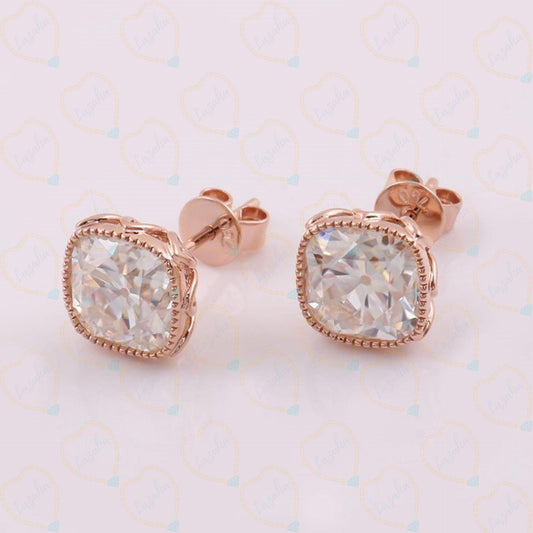 1.80 CTW Cushion Cut Stud Lab Grown Diamond Earrings for Women