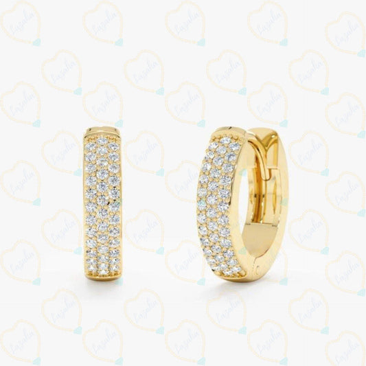 Top view 0.40 CTW Round Cut Hoop Lab Grown Diamond Earrings for Women, yellow Gold