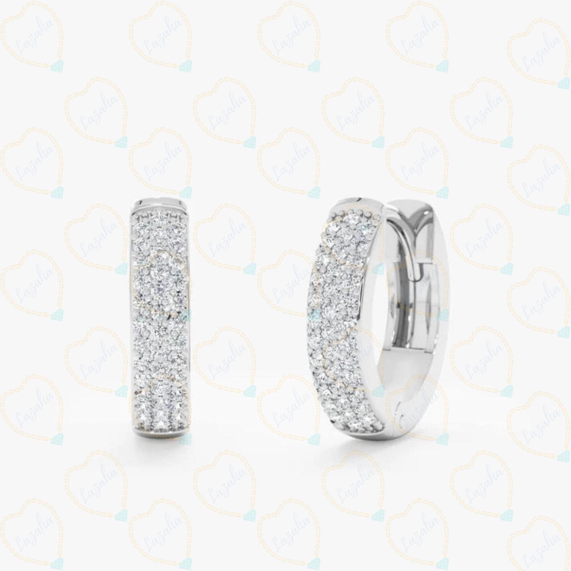 Top view 0.40 CT Round Cut Hoop Lab Grown Diamond Earrings for Women, White gold Earring, lab Grown Diamond Earring, 0.40 CT Diamond earring....