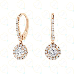 1.00 CTW Round Cut Drop Dangle Lab Grown Diamond Earrings for Women