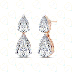 2.50 CTW Pear Cut Drop Dangle Lab Grown Diamond Earrings for Women