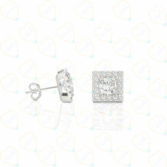 2.00 CTW Princess Cut Halo Lab Grown Diamond Earrings for Women