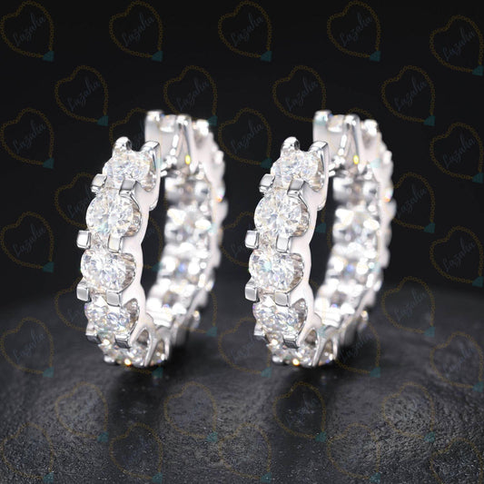 6.00 CTW Round Cut Hoop Lab Grown Diamond Earrings for Women