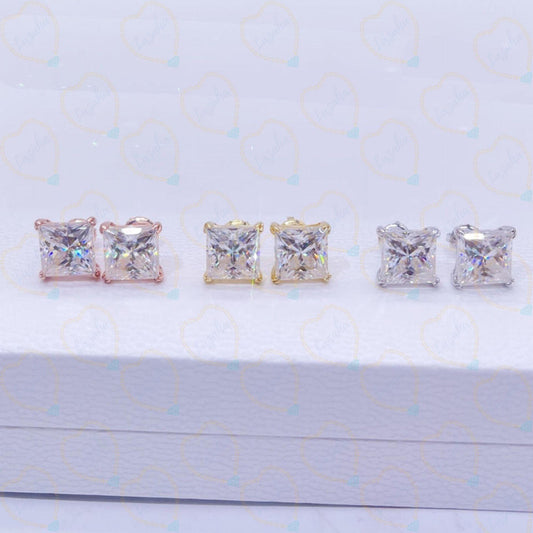 1.00 CTW Princess Cut Stud Lab Grown Diamond Earrings for Women