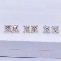 1.00 CTW Princess Cut Stud Lab Grown Diamond Earrings for Women