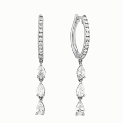 1.50 CTW Pear Cut Drop Dangle Lab Grown Diamond Earrings for Women