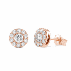 1.00 CTW Round Cut Halo Lab Grown Diamond Earrings for Women