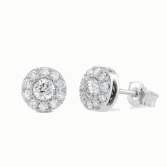 1.00 CTW Round Cut Halo Lab Grown Diamond Earrings for Women