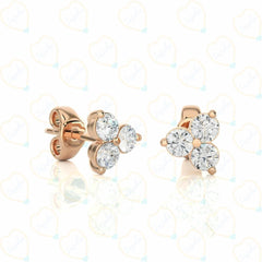 1.00 CTW Round Cut Stud Lab Grown Diamond Earrings for Women