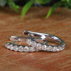 1.00 CTW Round Cut Huggie Hoop Lab Grown Diamond Earrings for Women