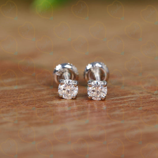 0.70 CTW Round Cut Solitaire Lab Grown Diamond Earrings for Women