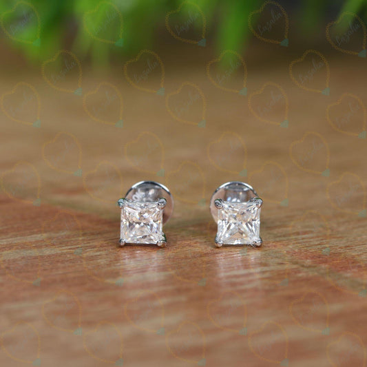 2.00 CTW Princess Cut Solitaire Lab Grown Diamond Earrings for Women