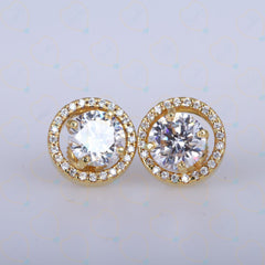 1.70 CTW Round Cut Halo Lab Grown Diamond Earrings for Women