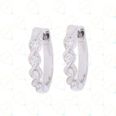 0.90 CTW Round Cut Huggie Hoop Lab Grown Diamond Earrings for Women