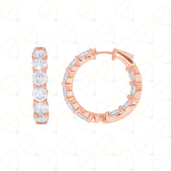 5.00 CTW Round Cut Huggie Hoop Lab Grown Diamond Earrings for Women