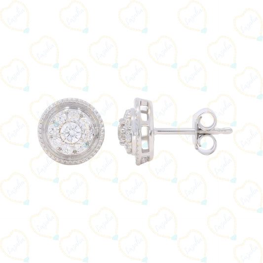 Top view 0.30 CTW Round Cut Halo Lab Grown Diamond Earrings, diamond, Earrings, diamond, Diamond Earrings, Halo Diamond Earrings, 0.30 CT diamond Earrings, Lab Grown Diamond Earrings, white Gold Diamond ring, luxury halo diamond earring, Round Cut Earring