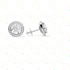 1.00 CTW Round Cut Halo Lab Grown Diamond Earrings for Women