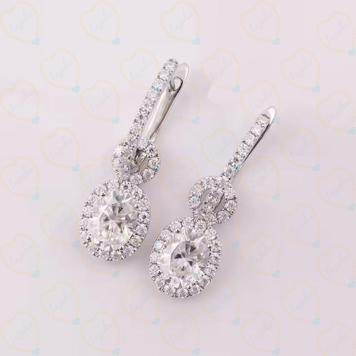 1.00 CTW Oval Cut Drop Dangle Lab Grown Diamond Earrings for Women