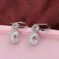 1.00 CTW Oval Cut Drop Dangle Lab Grown Diamond Earrings for Women