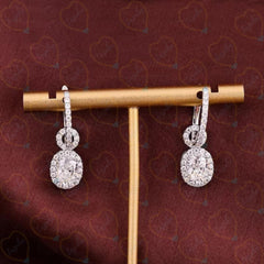 1.00 CTW Oval Cut Drop Dangle Lab Grown Diamond Earrings for Women