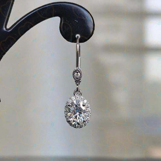 1.50 CTW Oval Cut Drop Dangle Lab Grown Diamond Earrings for Women