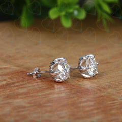 1.70 CTW Round Cut Stud Lab Grown Diamond Earrings for Women