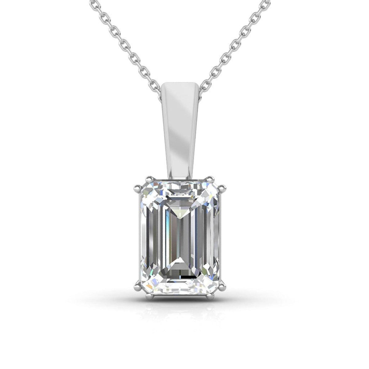 2.50 CTW Emerald Cut Charm Lab Grown Diamond Pendant for Women