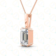 2.50 CTW Emerald Cut Charm Lab Grown Diamond Pendant for Women