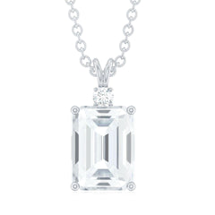 1.80 CTW Emerald Cut Charm Lab Grown Diamond Pendant for Women