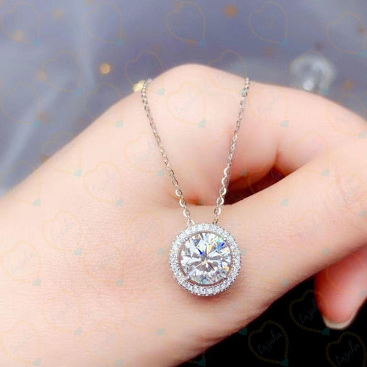 1.70 TCW Round Cut Halo Lab Grown Diamond Pendant for Women