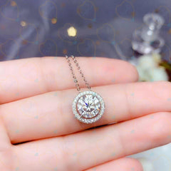 1.70 TCW Round Cut Halo Lab Grown Diamond Pendant for Women