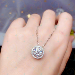 1.70 TCW Round Cut Halo Lab Grown Diamond Pendant for Women