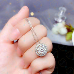 1.70 TCW Round Cut Halo Lab Grown Diamond Pendant for Women