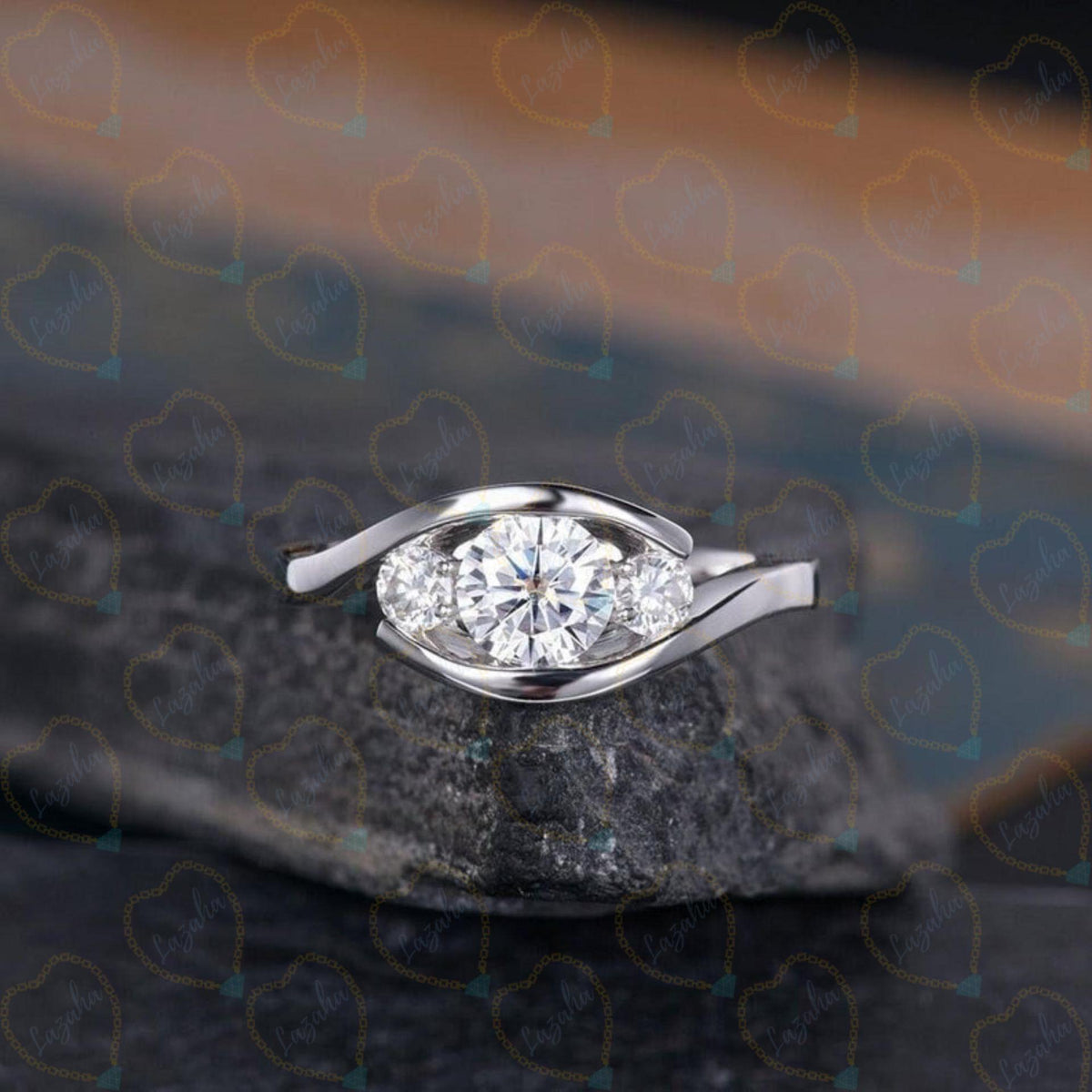 1.00 TCW Round Cut 3 Stone Lab Grown Diamond Ring for Women