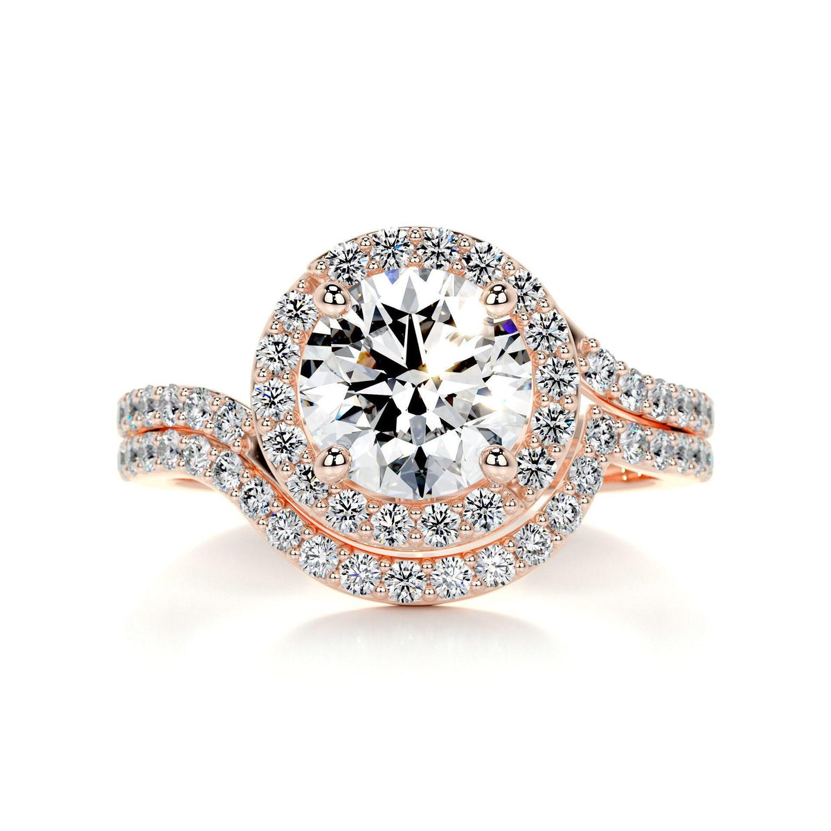 0.90 CTW Round Cut Halo Lab Grown Diamond Ring for Women