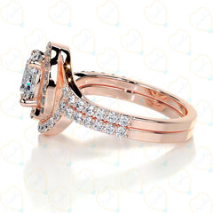 0.90 CTW Round Cut Halo Lab Grown Diamond Ring for Women