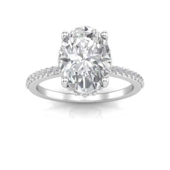 2.00 TCW Oval Cut Hidden Halo Lab Grown Diamond Ring for Women