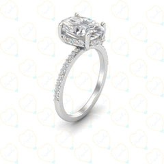 2.00 TCW Oval Cut Hidden Halo Lab Grown Diamond Ring for Women