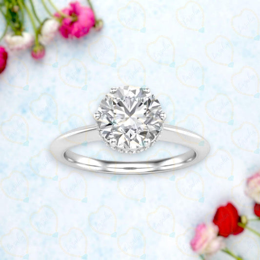 1.30 TCW Round Cut Hidden Halo Lab Grown Diamond Ring for Women