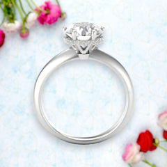 1.30 TCW Round Cut Hidden Halo Lab Grown Diamond Ring for Women