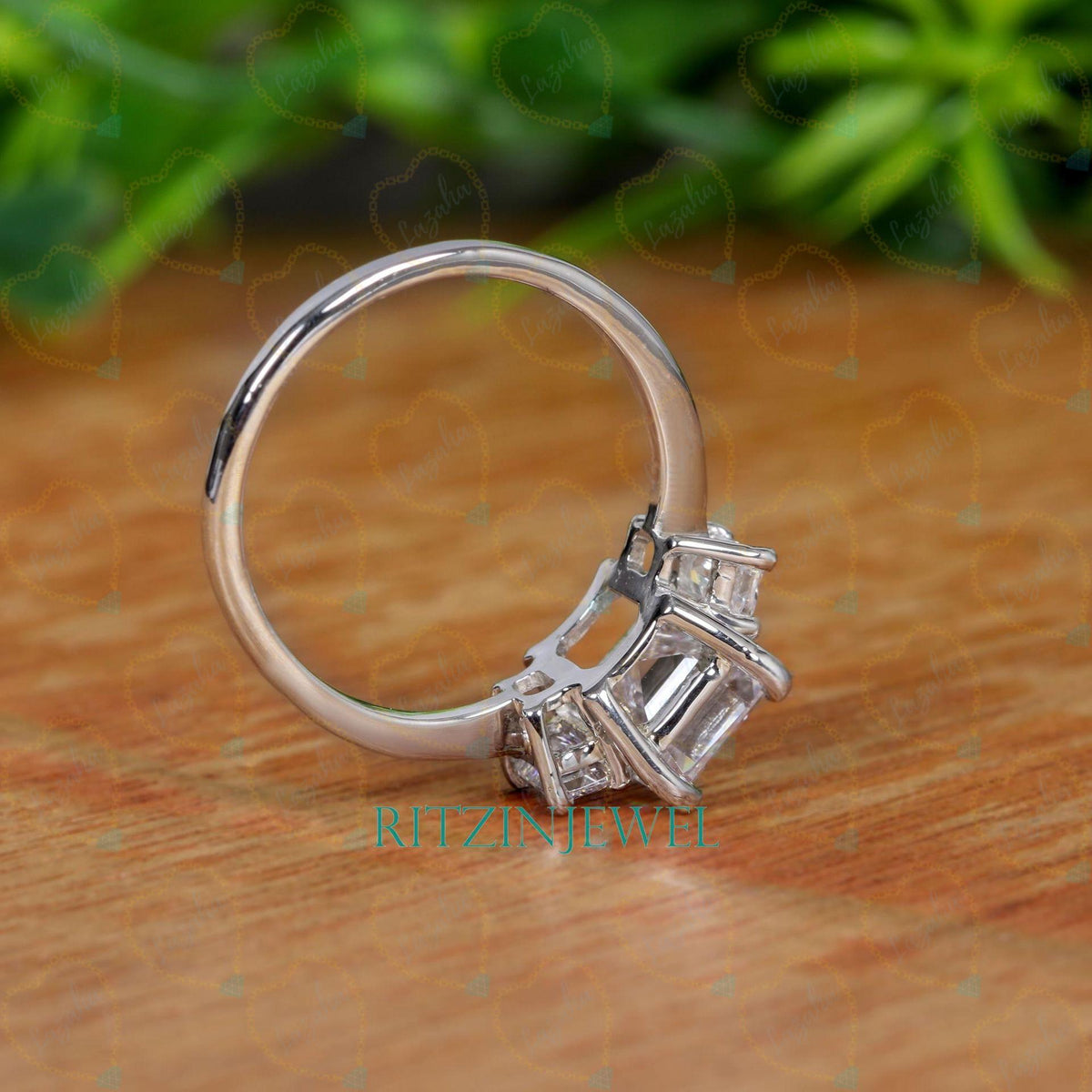 2.00 TCW Emerald Cut 3 Stone Lab Grown Diamond Ring for Women