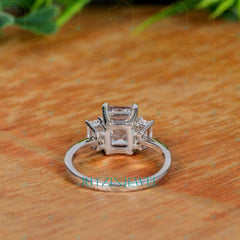 2.00 TCW Emerald Cut 3 Stone Lab Grown Diamond Ring for Women