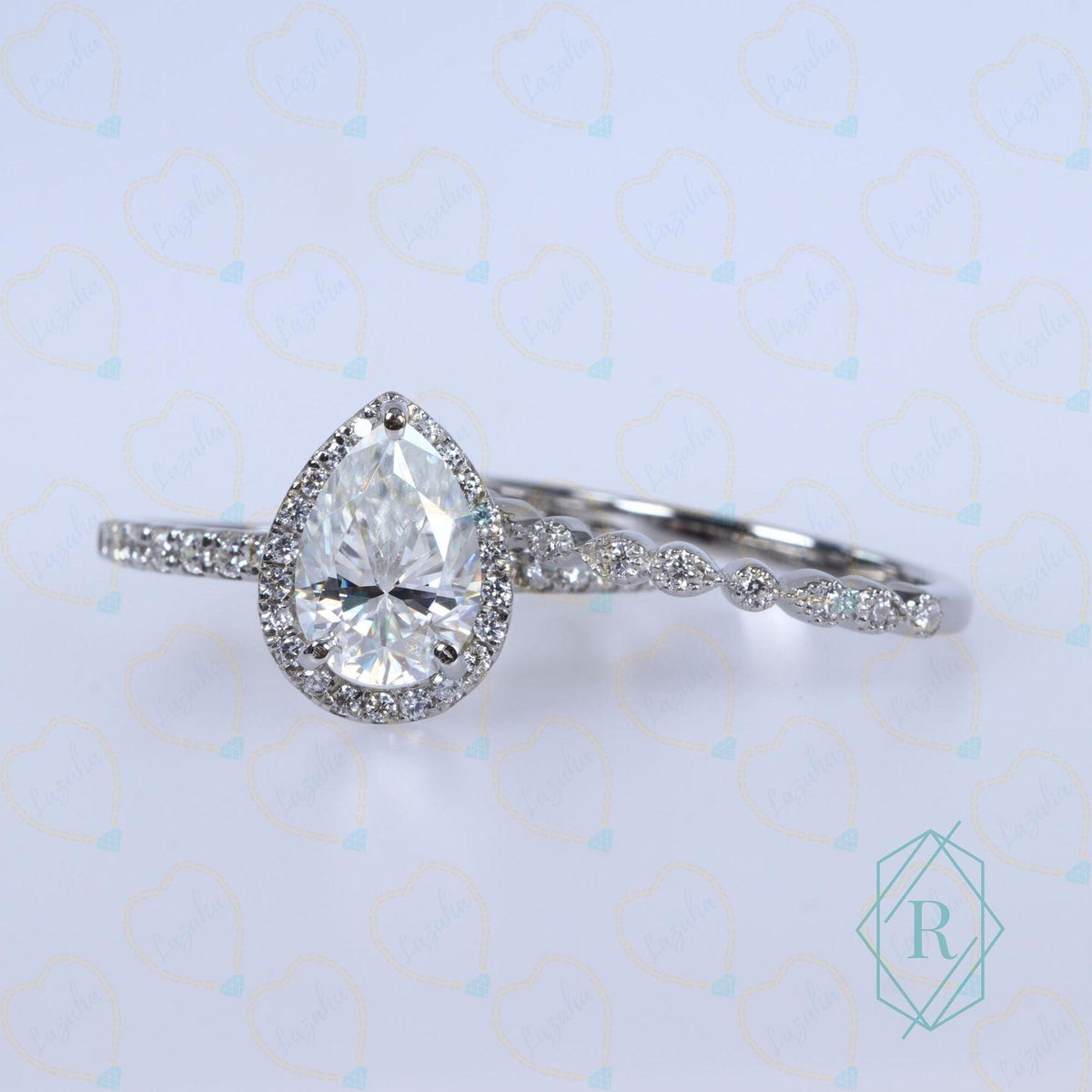 2.00 TCW Pear Cut Bridal Set Lab Grown Diamond Ring for Women