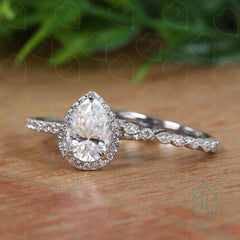 2.00 TCW Pear Cut Bridal Set Lab Grown Diamond Ring for Women