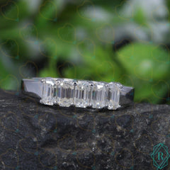 2.50 CTW Emerald Cut 5 Stone Lab Grown Diamond Ring for Women