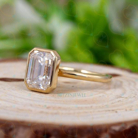 1.75 TCW Emerald Cut Solitaire Lab Grown Diamond Ring for Women